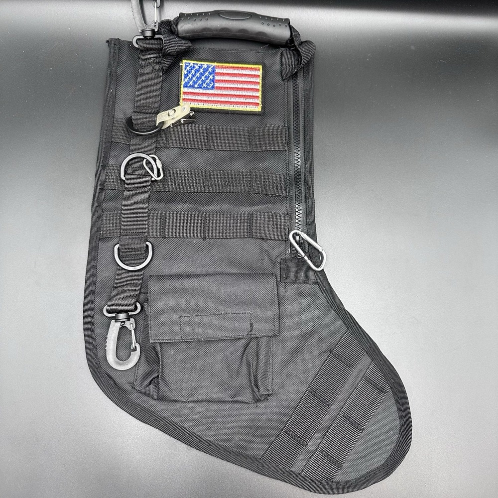 Military Tactical Canvas Christmas Stocking Black